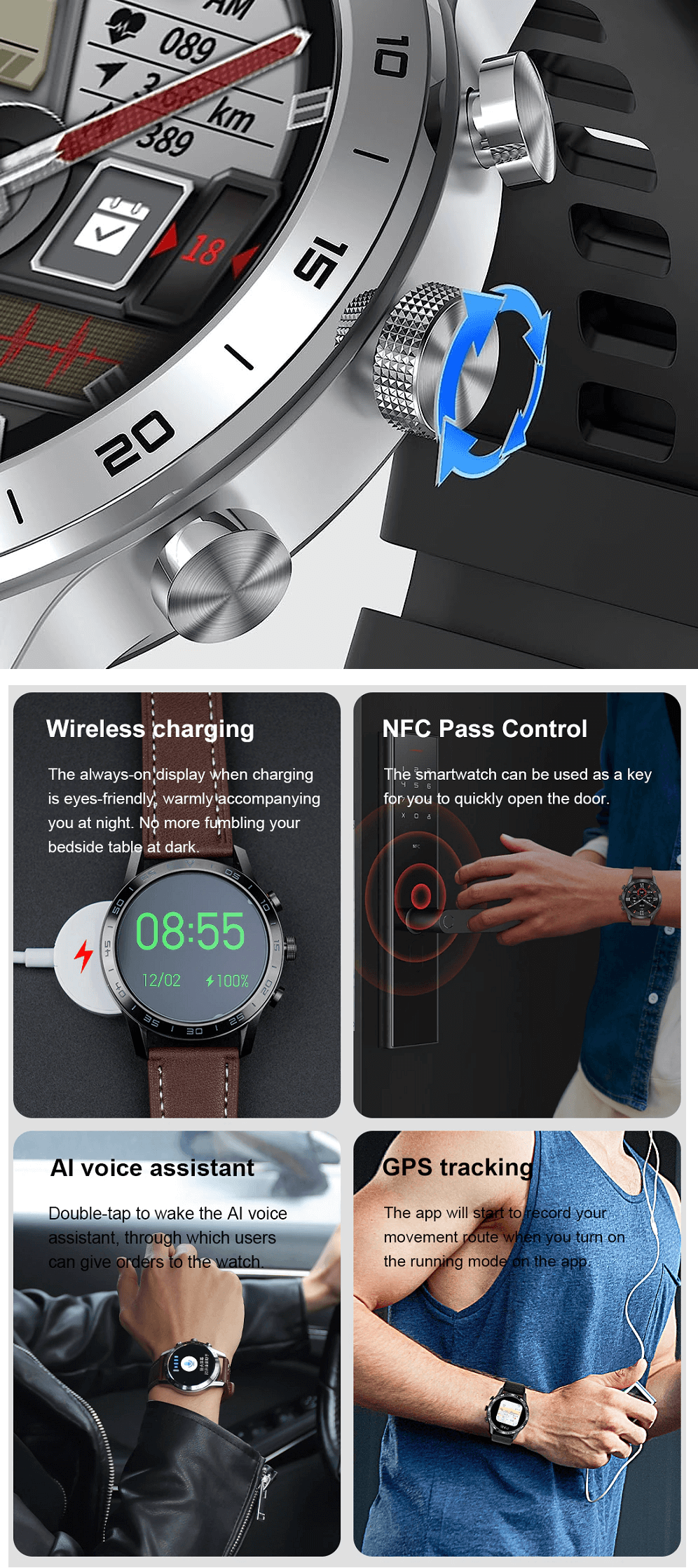 NO.1 DT70 Plus Bluetooth Calling NFC Smart Watch - Techpalli