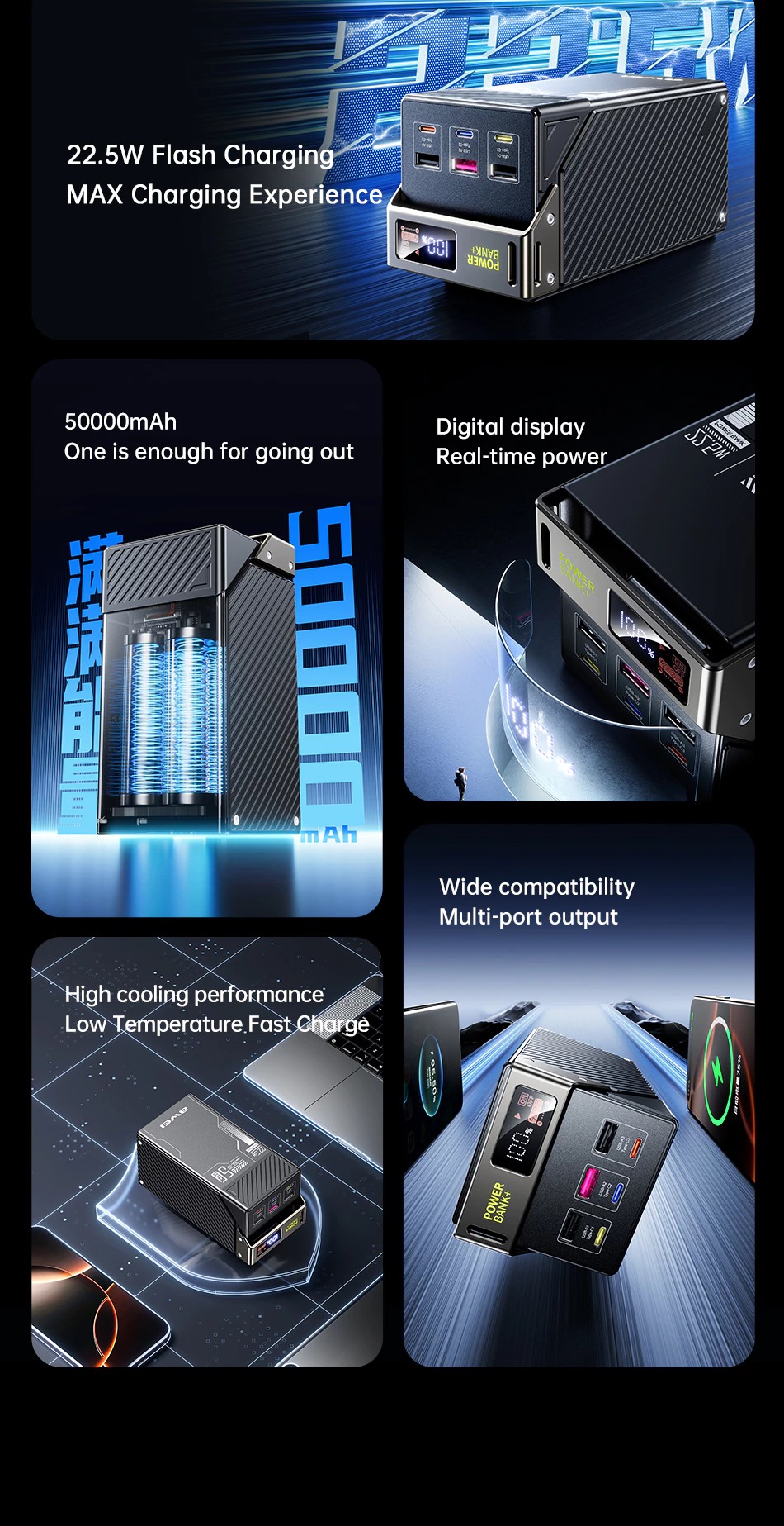 awei pa32 30000mah fast charging power bank