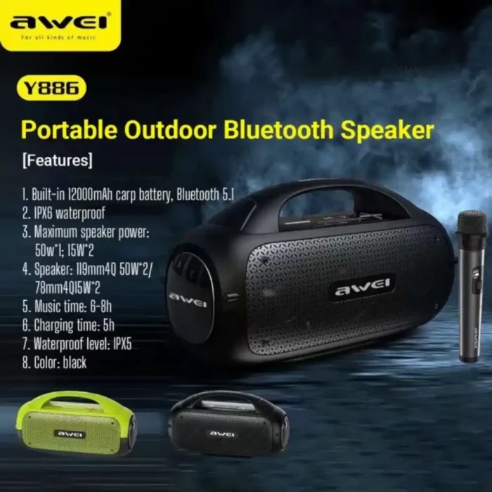 Awei Y886 60W Bluetooth Speaker With Mic Price in Bangladesh