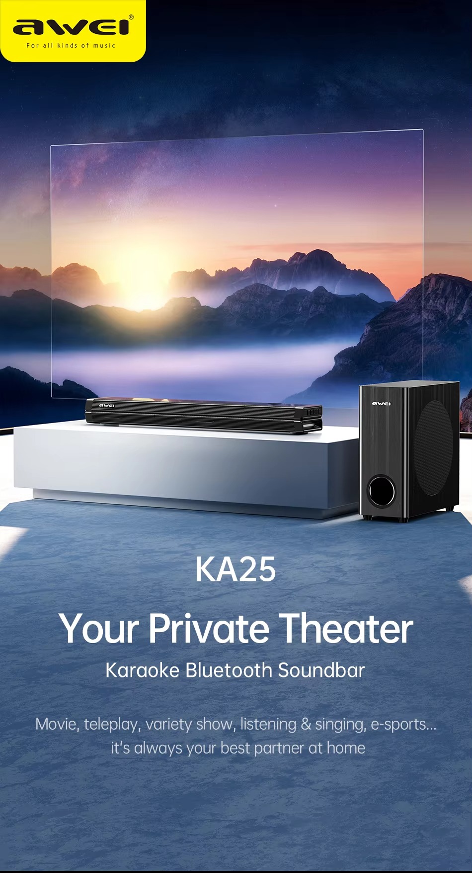 Awei KA25 100W Home Theater Stereo Soundbar Price in Bangladesh
