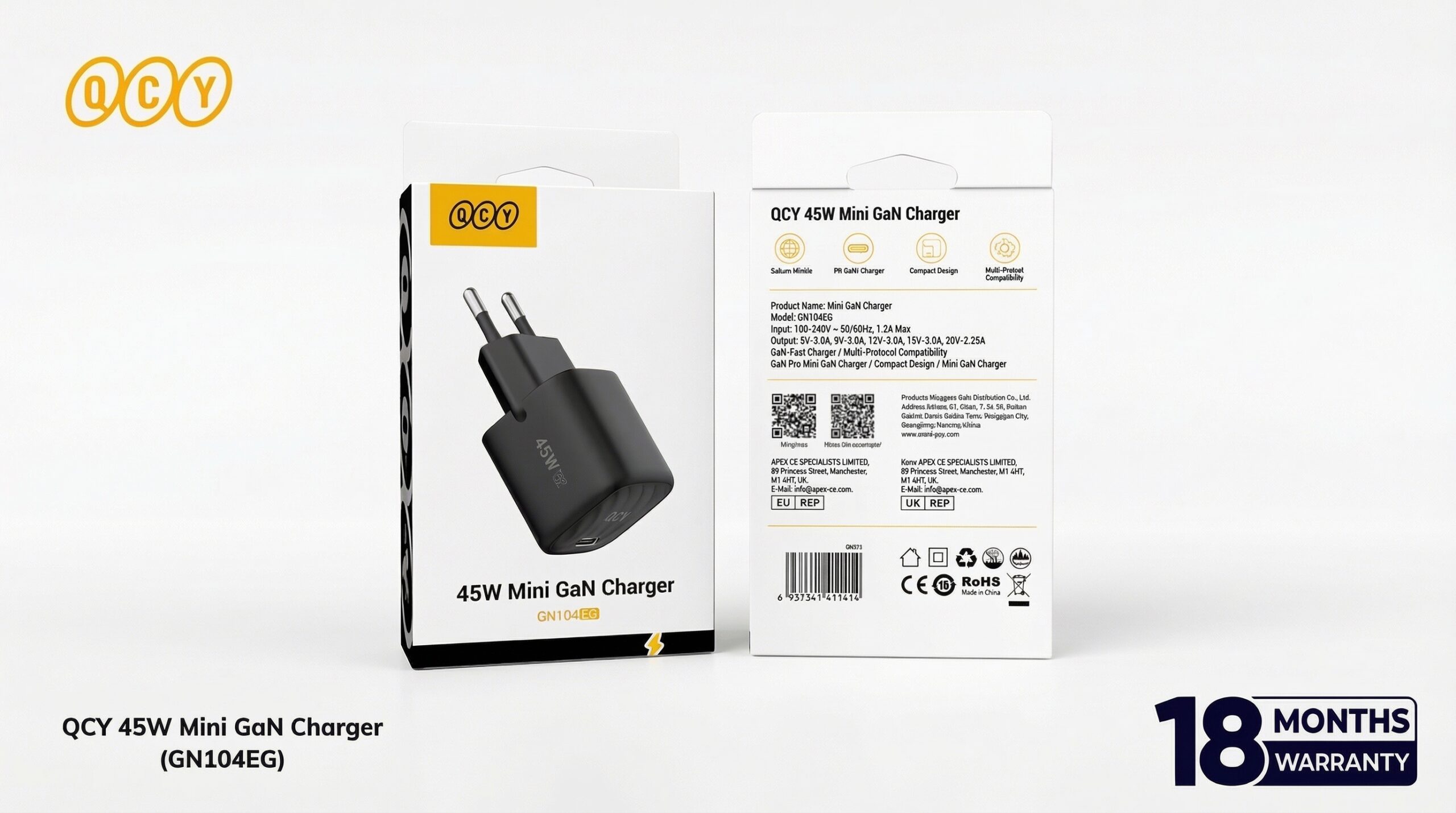 QCY 45W Mini GaN Charger (GN104EG)