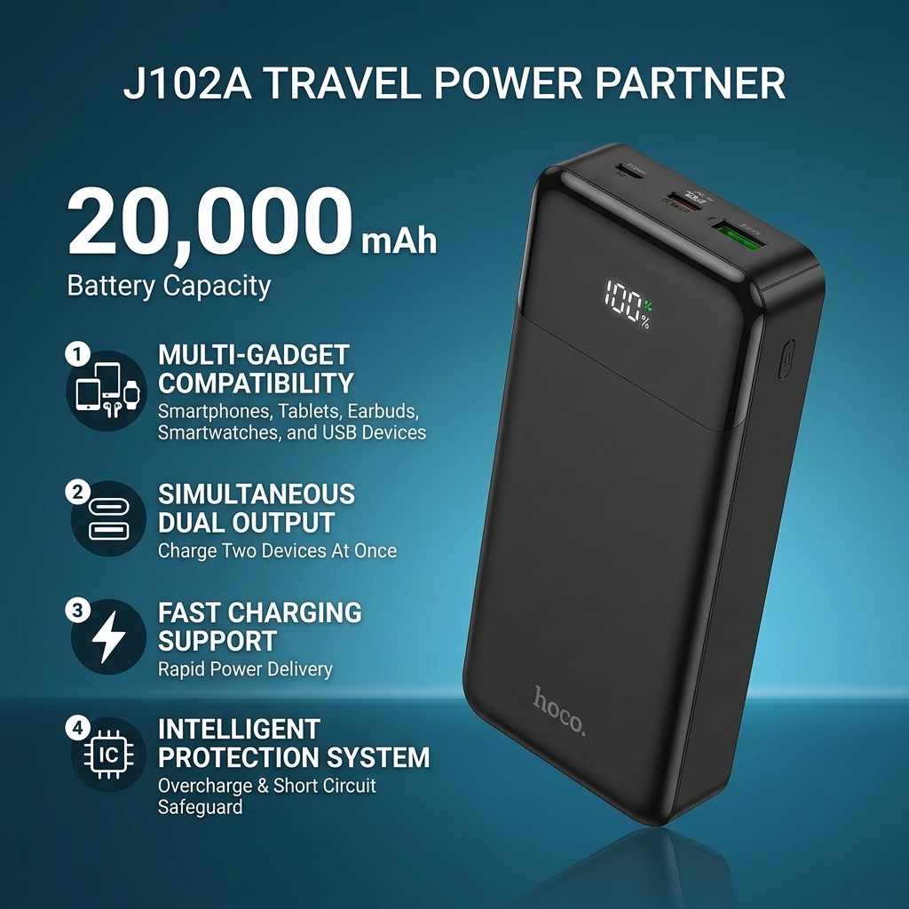 Hoco J102A 20000mAh Power Bank Price in Bangladesh