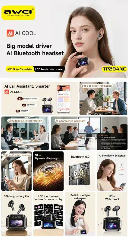 Awei-TP29-ANC-With-Built-In-Screen-Wireless-Earbuds-Price-in-BD